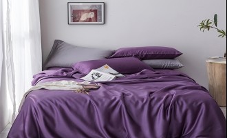Однотонное постельное бельё Tag сатин S439 фиолетовое