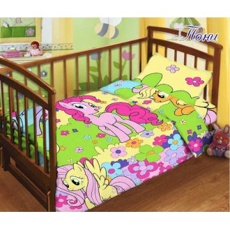 Детское постельное бельё в кроватку для новорожденных TAG поплин Пони