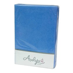 Простынь на резинке махровая Acelya голубая 160х200