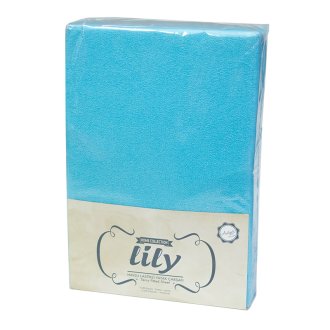 Простынь на резинке махровая Acelya Lily голубая 160х200