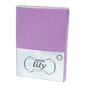 Простынь на резинке трикотажная Acelya Lily фиолетовая 160х200