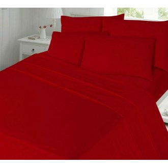 Фланелевое постельное бельё однотонное красное Almira Mix