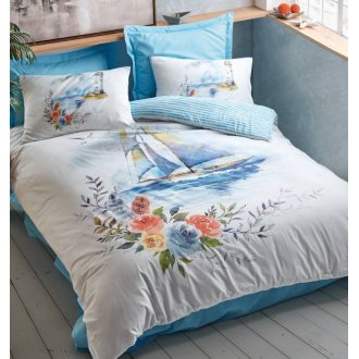 Постельное бельё Cotton Box ранфорс Morgan Mavi евро Постельное бельё Cotton Box ранфорс Morgan Mavi евро
