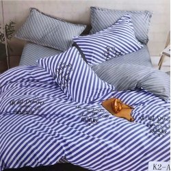 Подростковое постельное белье Диагональ синие полосы - ранфорс