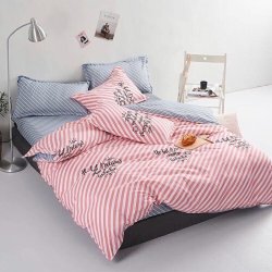 Подростковое постельное белье Диагональ розовые полосы - ранфорс