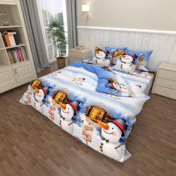 Детское постельное белье Снеговик во дворе 3Д