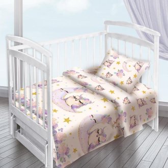 Детское постельное белье Совы акварель в кроватку - поплин