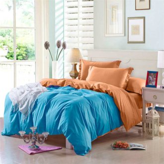 Двухцветное постельное белье Cotton Twill ранфорс Бирюза с абрикосом
