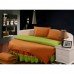 Постельное белье круглое Almira mix сатин Premium 200 Оранжевое с салатовым