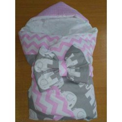 Конверт для новорожденных "Слоники" розовый