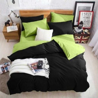 Подростковое постельное белье Black - Light-green