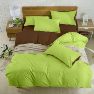 Подростковое постельное белье Almira Mix Premium Saten Brown - Light-green