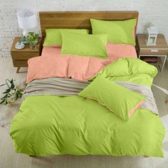 Подростковое постельное белье Almira Mix Premium Saten Coral - Light-green