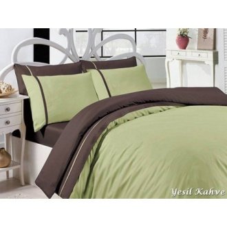 Постельное бельё First Choice сатин Yesil Kahve