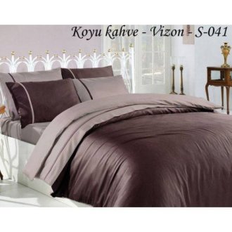Однотонное постельное бельё First Choice сатин Kayu Kahve Vizon коричневое