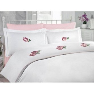 Евро комплект постельного белья Cotton Box Rose Pembe Евро комплект постельного белья Cotton Box Rose Pembe