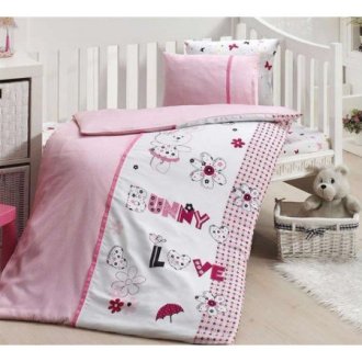 Детское постельное в кроватку First Choice сатин Love Bunny
