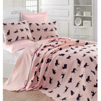 Пике покрывало Eponj Home 200*235 Cats Pudra