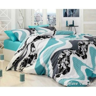 Постельное белье First Choice ранфорс Wave Turkuaz
