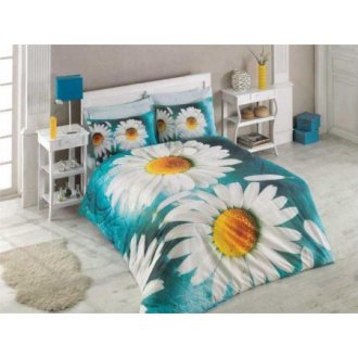 Постельное бельё 3D Cotton Box ранфорс Daisy Mavi евро Постельное бельё 3D Cotton Box ранфорс Daisy Mavi евро