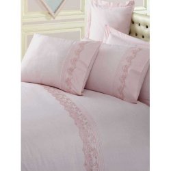 Однотонное постельное бельё евро Cotton Box ранфорс Pudra розовое