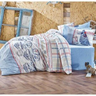 Постельное бельё Cotton Box евро Seaport Mavi ранфорс