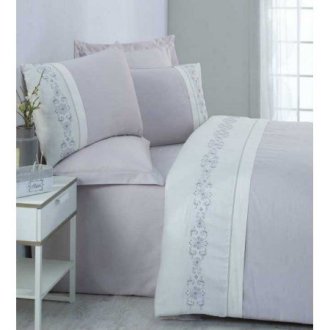 Постельное бельё евро Tilda Gri с вышивкой Постельное бельё евро Tilda Gri с вышивкой