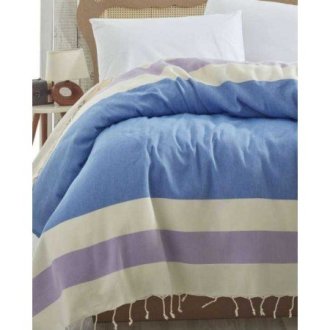 Летнее покрывало пике Eponj Home Buldan Mavi-Lila 200*235