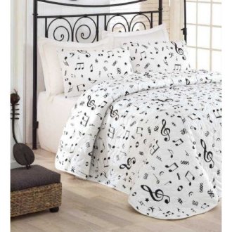 Стеганое покрывало с наволочками Eponj Home Melodiy Beyaz