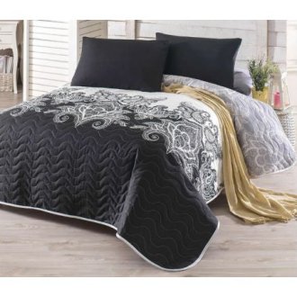 Стеганное покрывало Eponj Home Artful Siyah с наволочками