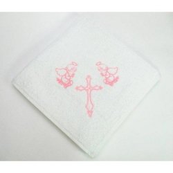 Крыжма для крещения Gulcan с розовой вышивкой