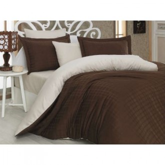 Постельное бельё Exclusive Diamond Ekose Kahve-Krem Постельное бельё Exclusive Diamond Ekose Kahve-Krem