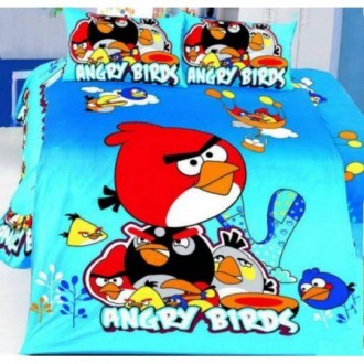 Детское постельное белье Love You сатин Angry Birds Red