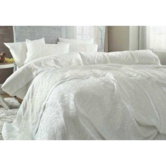 Комплект постельного белья Karaca Home Beren Krem + пике евро Комплект постельного белья Karaca Home Beren Krem + пике евро