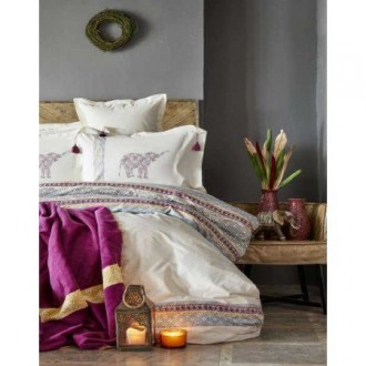 Постельное бельё Karaca Home + плед Espilo Bordo