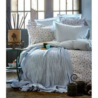 Постельное бельё Karaca Home + плед Freya Mavi Постельное бельё Karaca Home + плед Freya Mavi