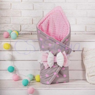 Плед-конверт на выписку Minky "Розовые сердца"