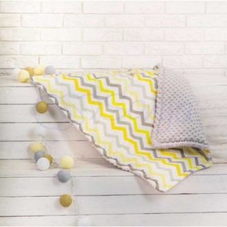 Плед детский Minky "Серо-жёлтый зигзаг"