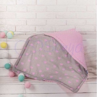 Плед детский Minky "Серо-розовые сердца" Плед детский Minky "Серо-розовые сердца"