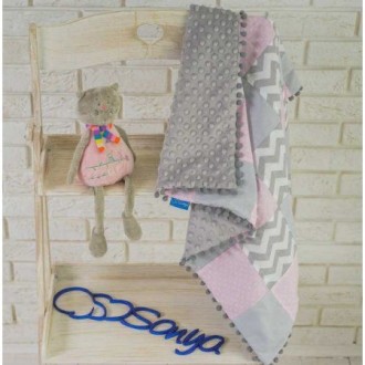 Детский плед Minky "Розово-серые зигзаги"