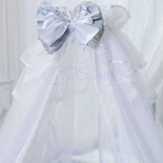 Балдахин All Baby white with grey bow
