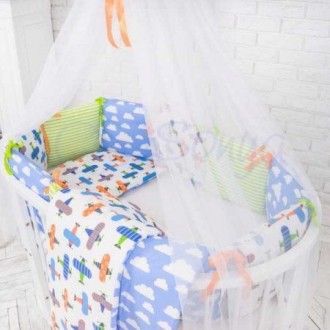 Детский комплект сменный Самолеты на овальную кроватку