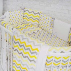 Детский комплект сменный Желтые зигзаги на овальную кроватку