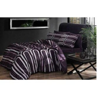 Постельное белье Tac сатин Delux Cloud murdum фиолетовое