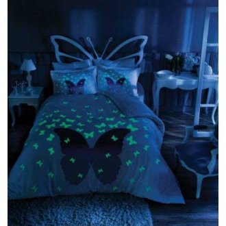 Светящееся постельное бельё Tac Satin Glow in the Dark Lila