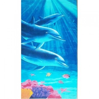 Детское пляжное полотенце Дельфины Детское пляжное полотенце Дельфины