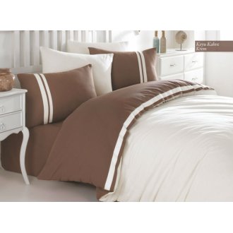 Постельное бельё Ecosse ранфорс Koyu kahve-krem