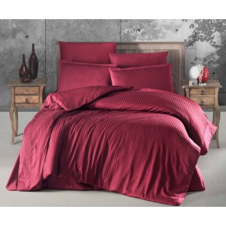 Постельное бельё Ecosse VIP сатин страйп Clared  Red красный евро