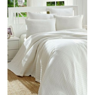 Покрывало пике Eponj Home Burumcuk beyaz 160*235 белое вафельное Покрывало пике Eponj Home Burumcuk beyaz 160*235 белое вафельное