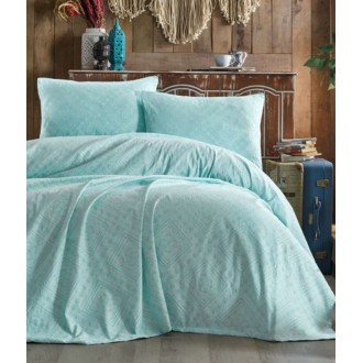 Пике-покрывало 220*240 с наволочками Square mint жаккард